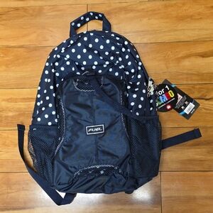 Fuel Deluxe Lunch Combo Backpack Navy White Polka Dot Print NEW